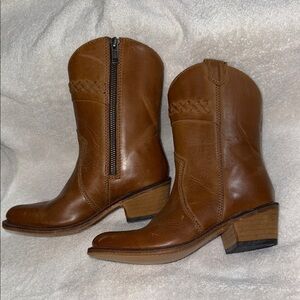 Old West Tan Leather Kids Boots